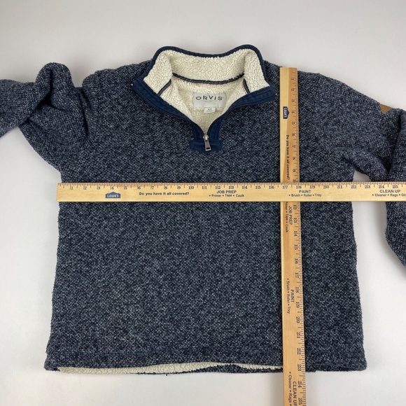 Orvis Men's Size M Brighton Sherpa Lined 1/4 Zip Pullover Sweater Blue - Picture 4 of 5
